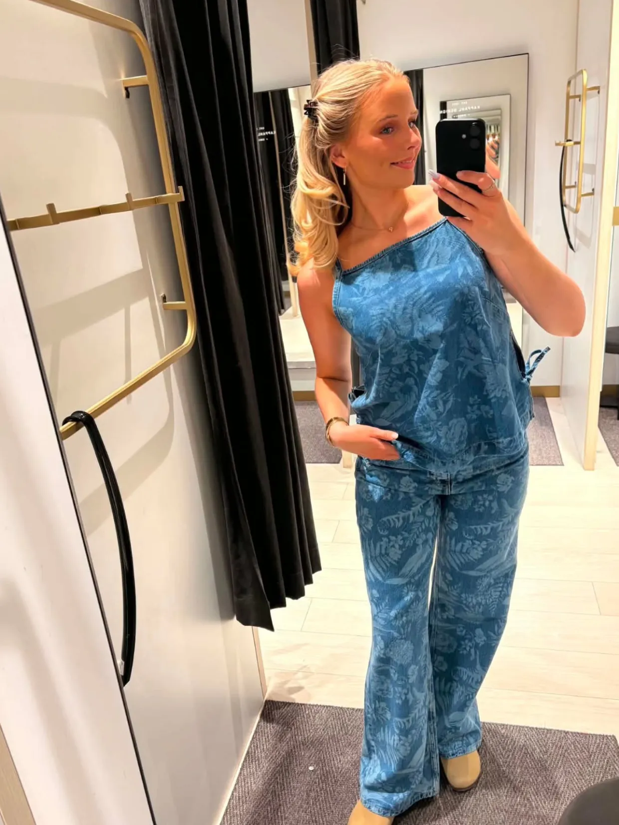 Mönstrat linne i denim