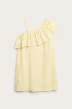 One shoulder klänning med volangkant