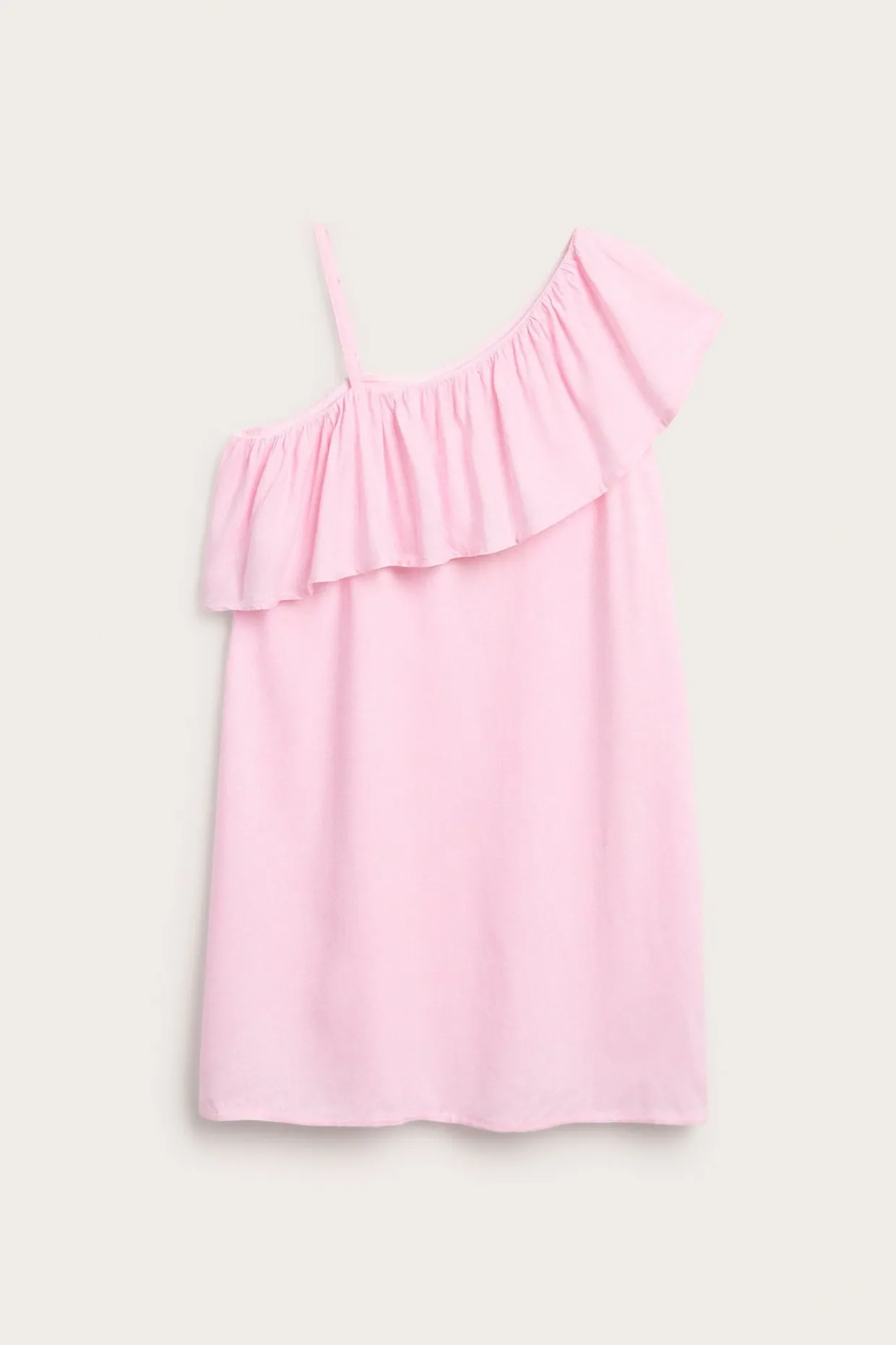 One shoulder klänning med volangkant