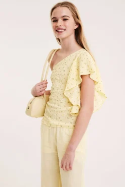 One shoulder-top med volang