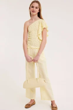 One shoulder-top med volang