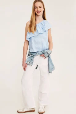 One shoulder-topp med volang