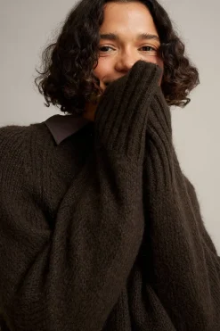 Oversized stickad tröja i ullmix
