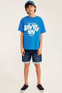 Oversized t-shirt med tryckt motiv