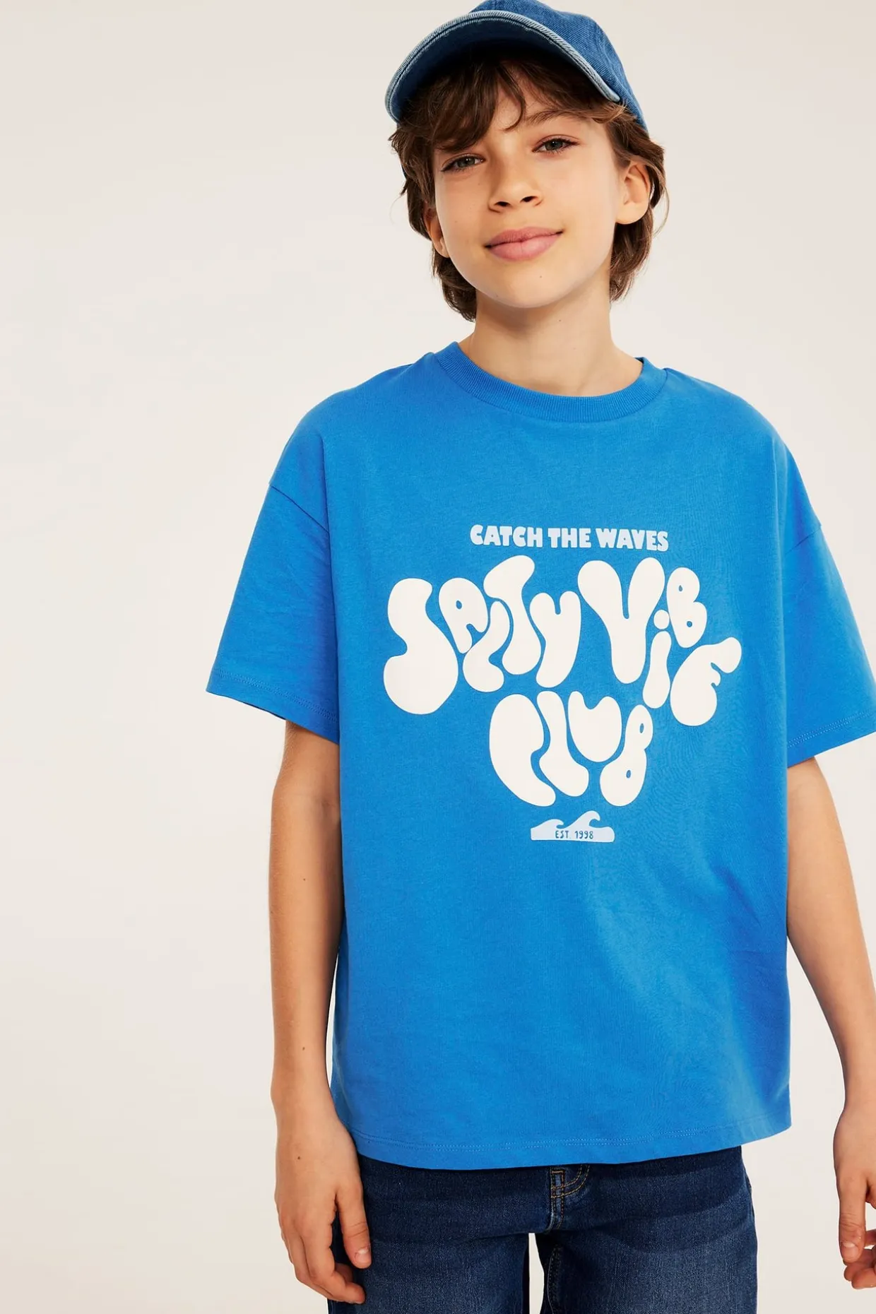 Oversized t-shirt med tryckt motiv