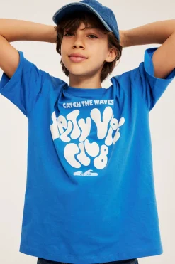 Oversized t-shirt med tryckt motiv