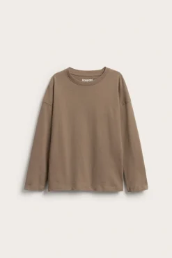 Oversize långärmad t-shirt i bomullstrikå