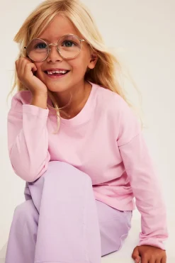 Oversize långärmad t-shirt i bomullstrikå