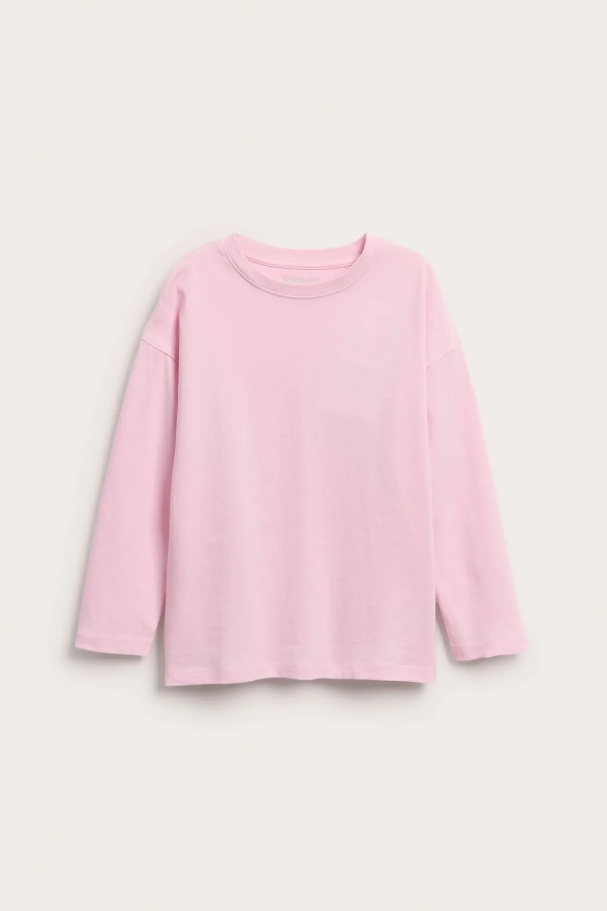 Oversize långärmad t-shirt i bomullstrikå