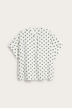 Popover blus med kort ärm