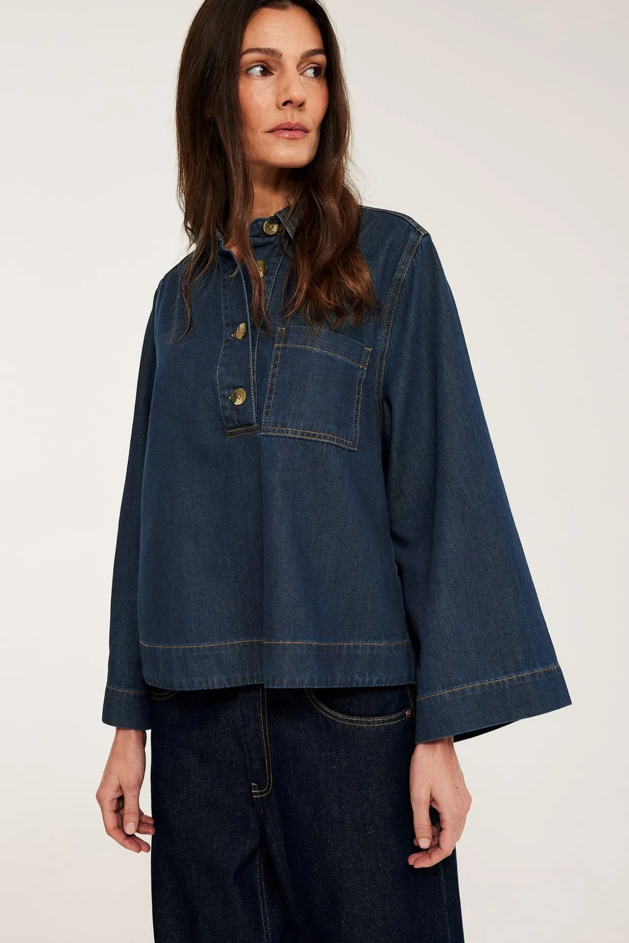 Popover jeansskjorta