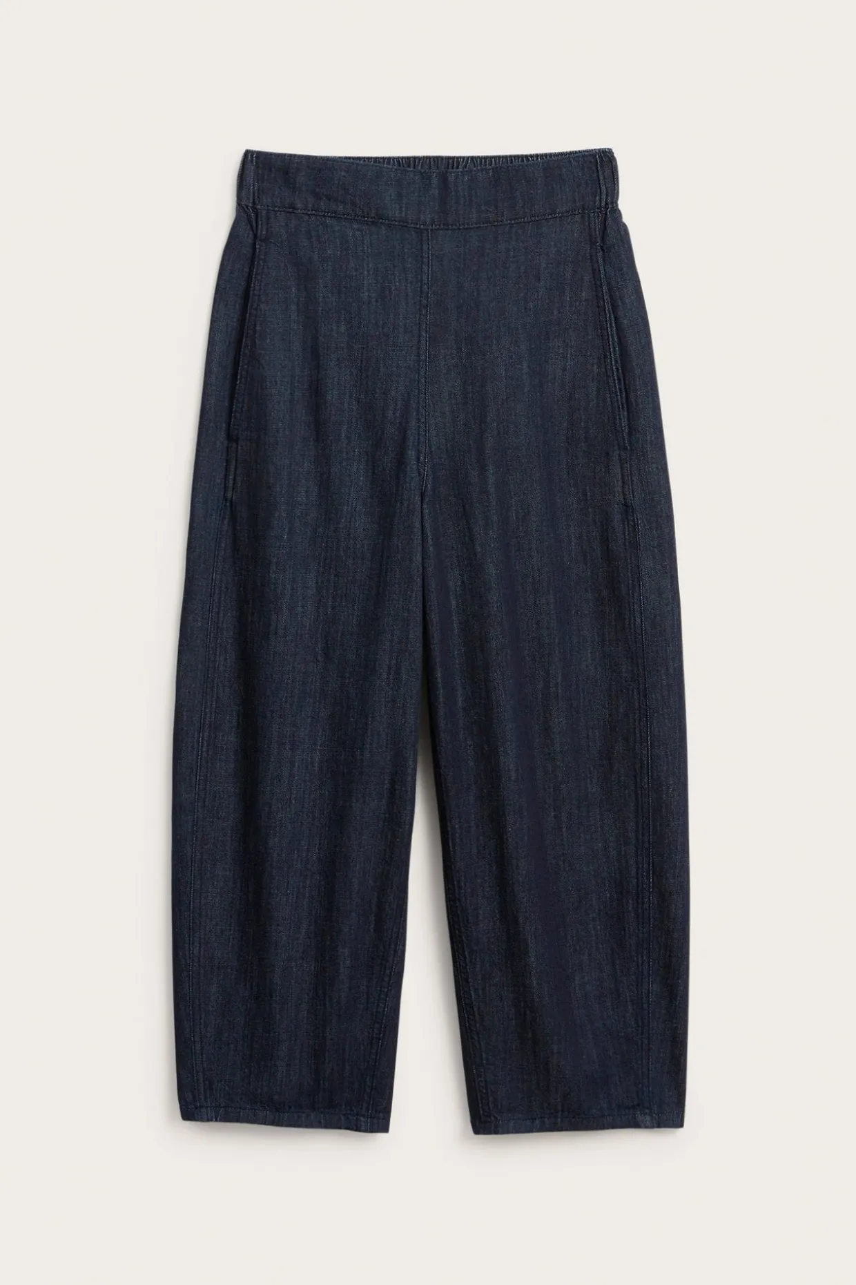 Pull-on jeans barrel fit cropped