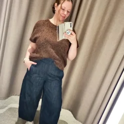 Pull-on jeans barrel fit cropped