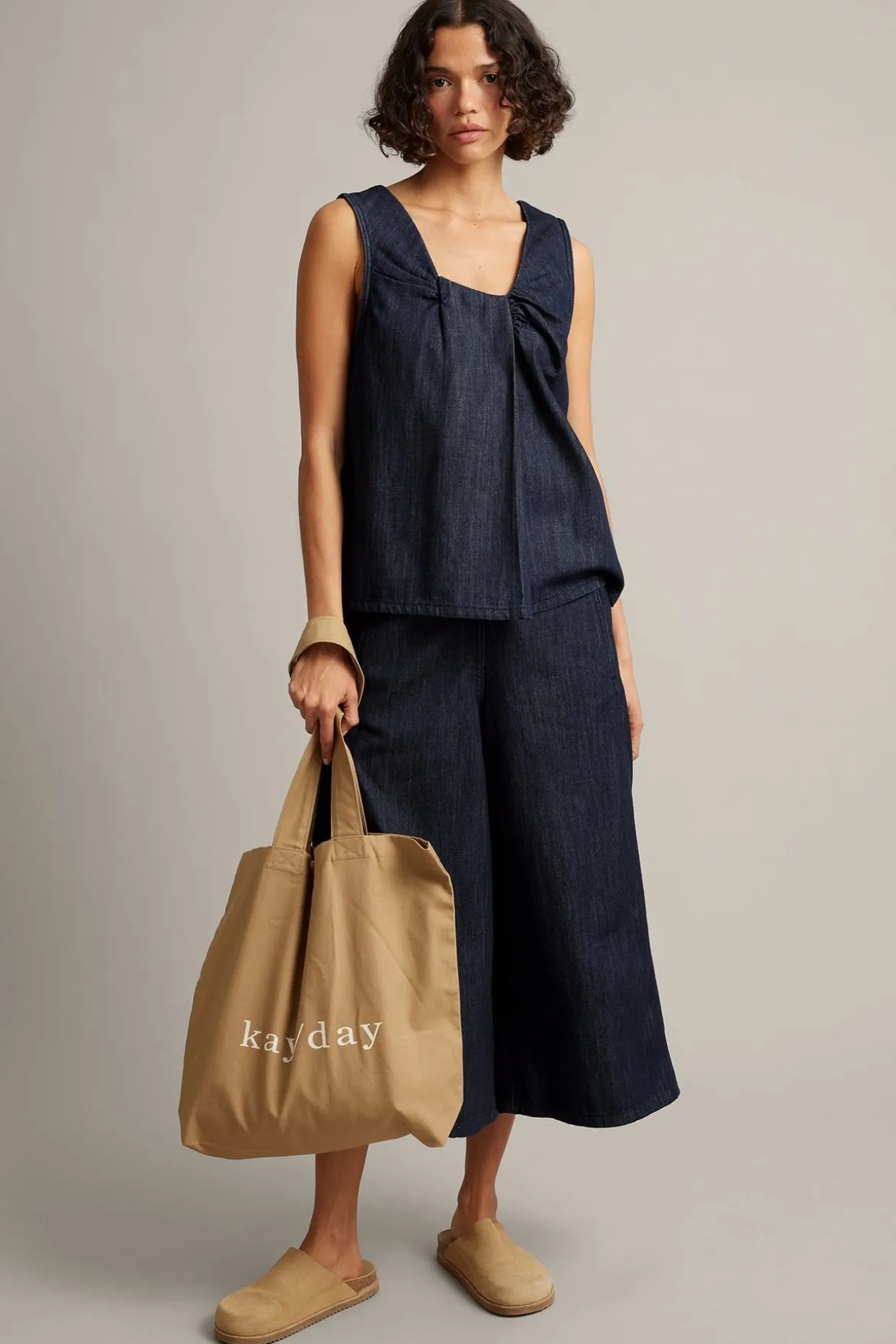 Pull-on jeans i culottemodell