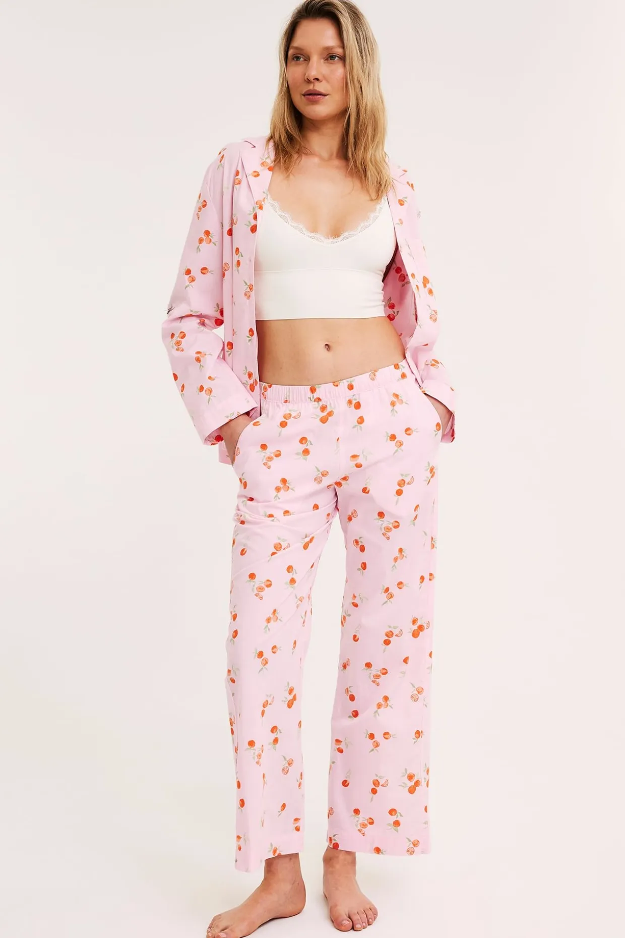 Pyjamasbyxor i vävd bomull