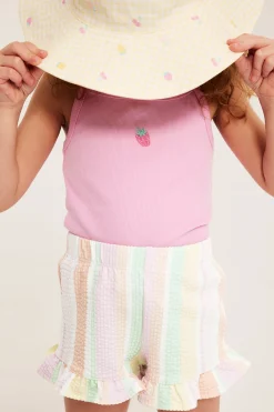 Randiga shorts med volangkant