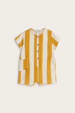 Randig babyromper i muslin