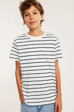 Randig t-shirt i bomullsslub