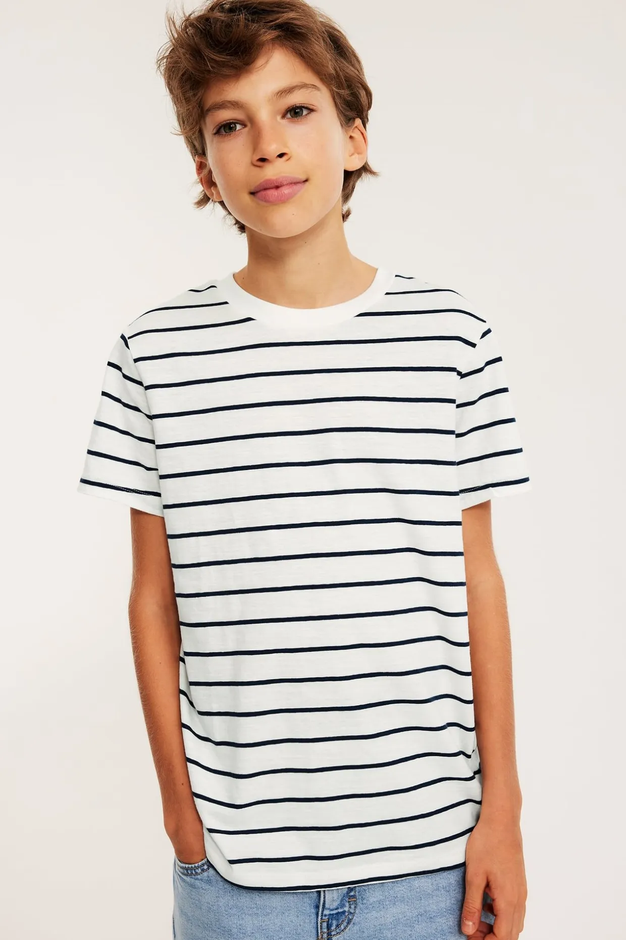 Randig t-shirt i bomullsslub