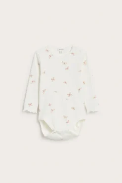 Ribbad fjärilsmönstrad body