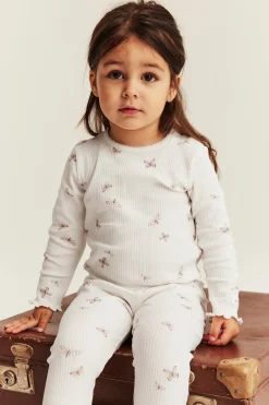 Ribbad fjärilsmönstrad body