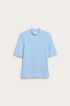 Ribbad top med polokrage
