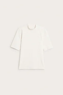 Ribbad top med polokrage