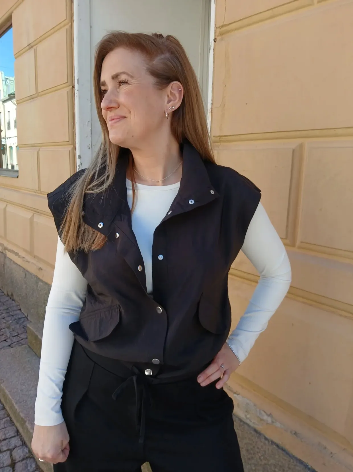 Ärmlös skjorta med dragsko