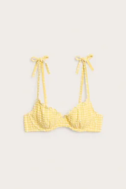 Rutig bikini-bh med knytdetalj