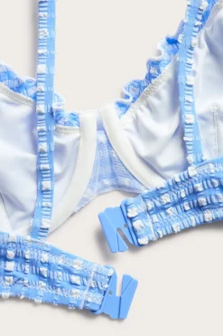 Rutig bikini-bh med knytdetalj