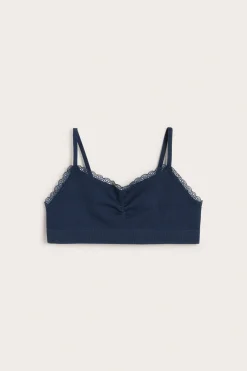 Seamless ribbad topp med spets