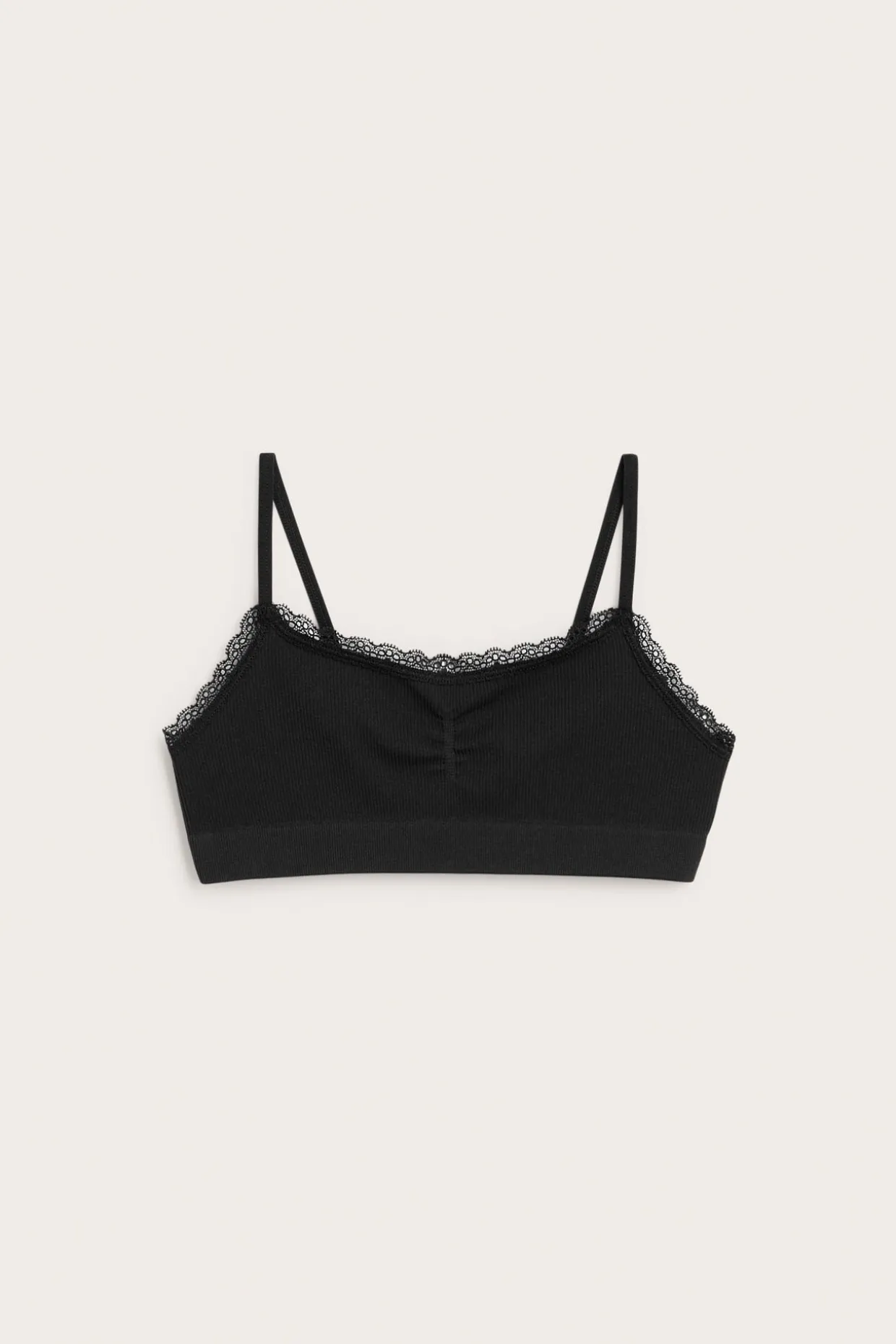 Seamless ribbad topp med spets