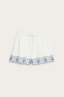 Shorts i bomull med broderie anglaise