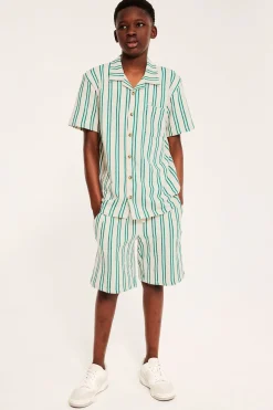 Shorts i bomullstrikå