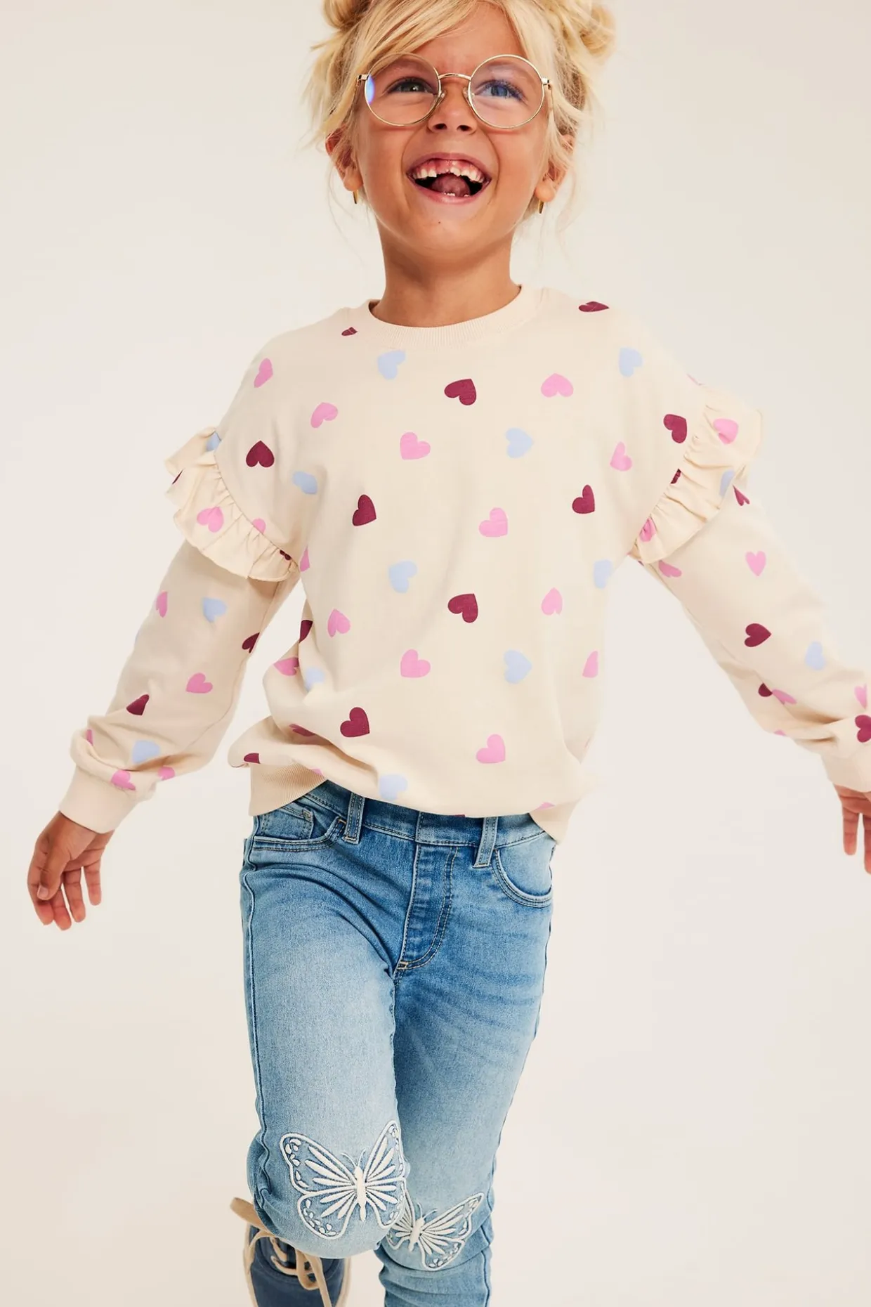 Slim jeggings med fjärilar
