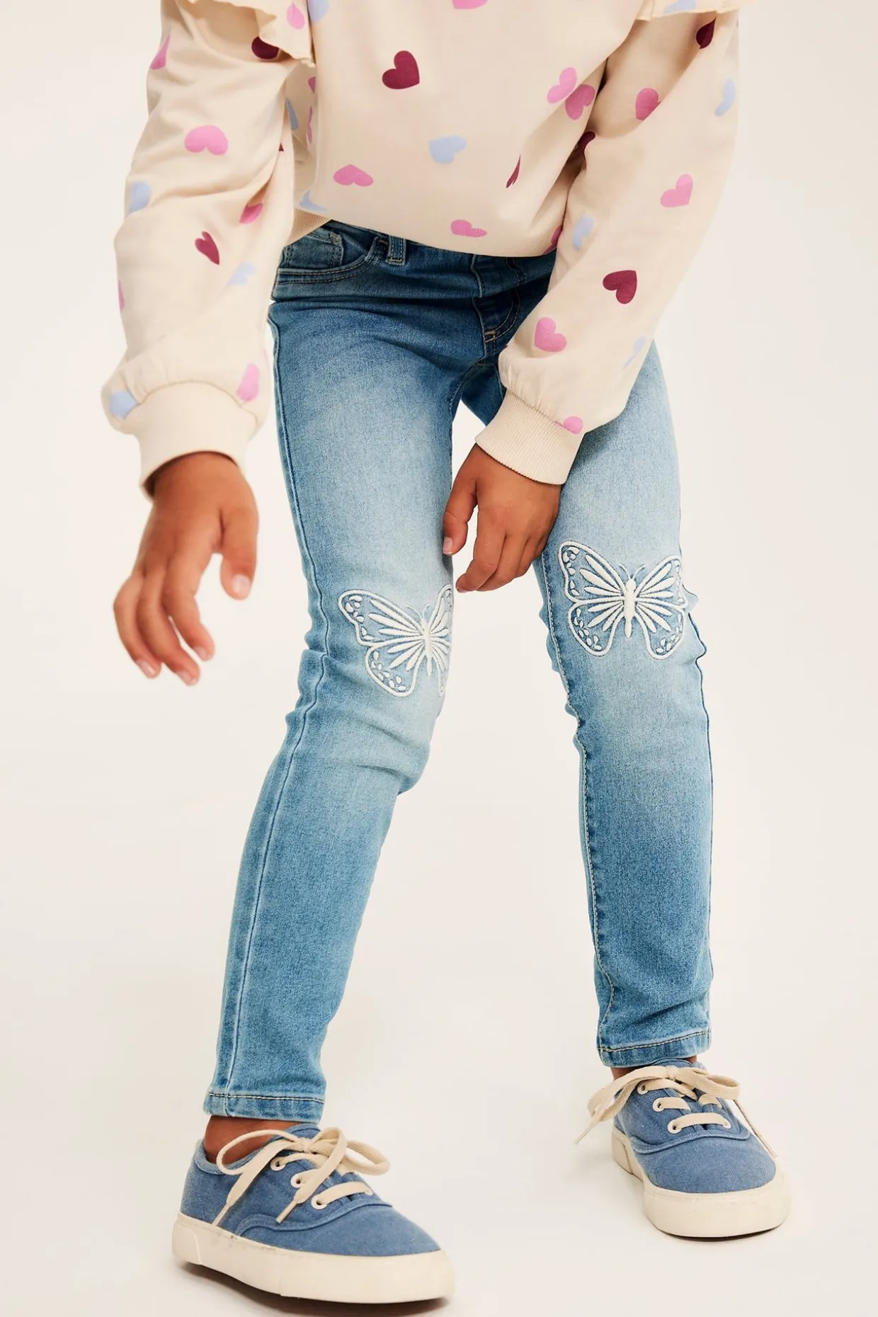 Slim jeggings med fjärilar