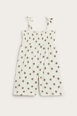 Småblommig jumpsuit med rosetter