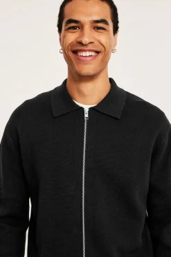 Stickad cardigan med dragkedja