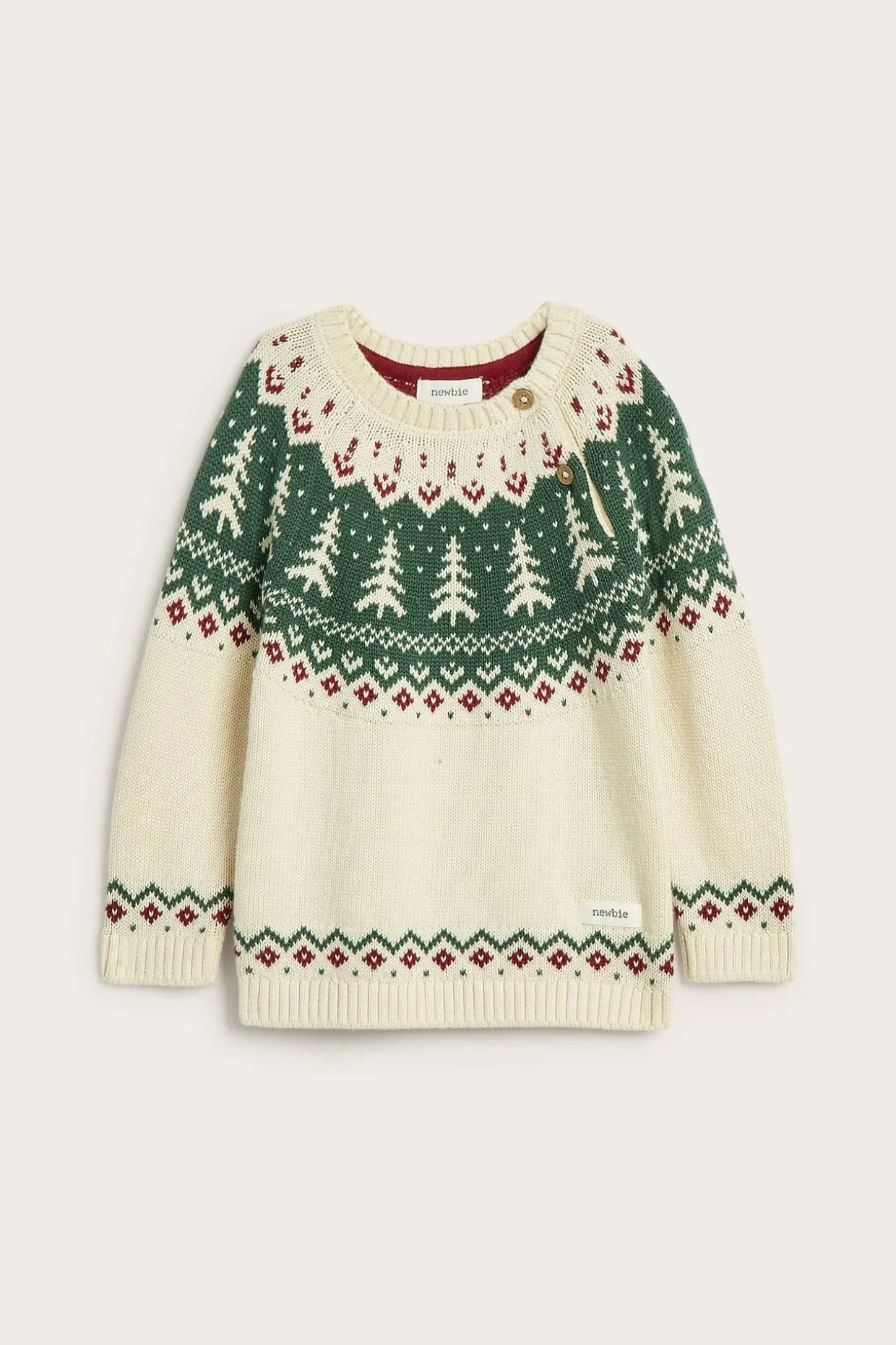 Stickad jultröja med granar