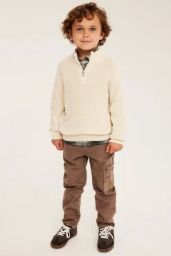 Stickad tröja med half-zip