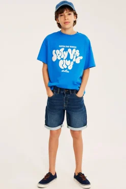 Stretchiga jeansshorts i joggerdenim