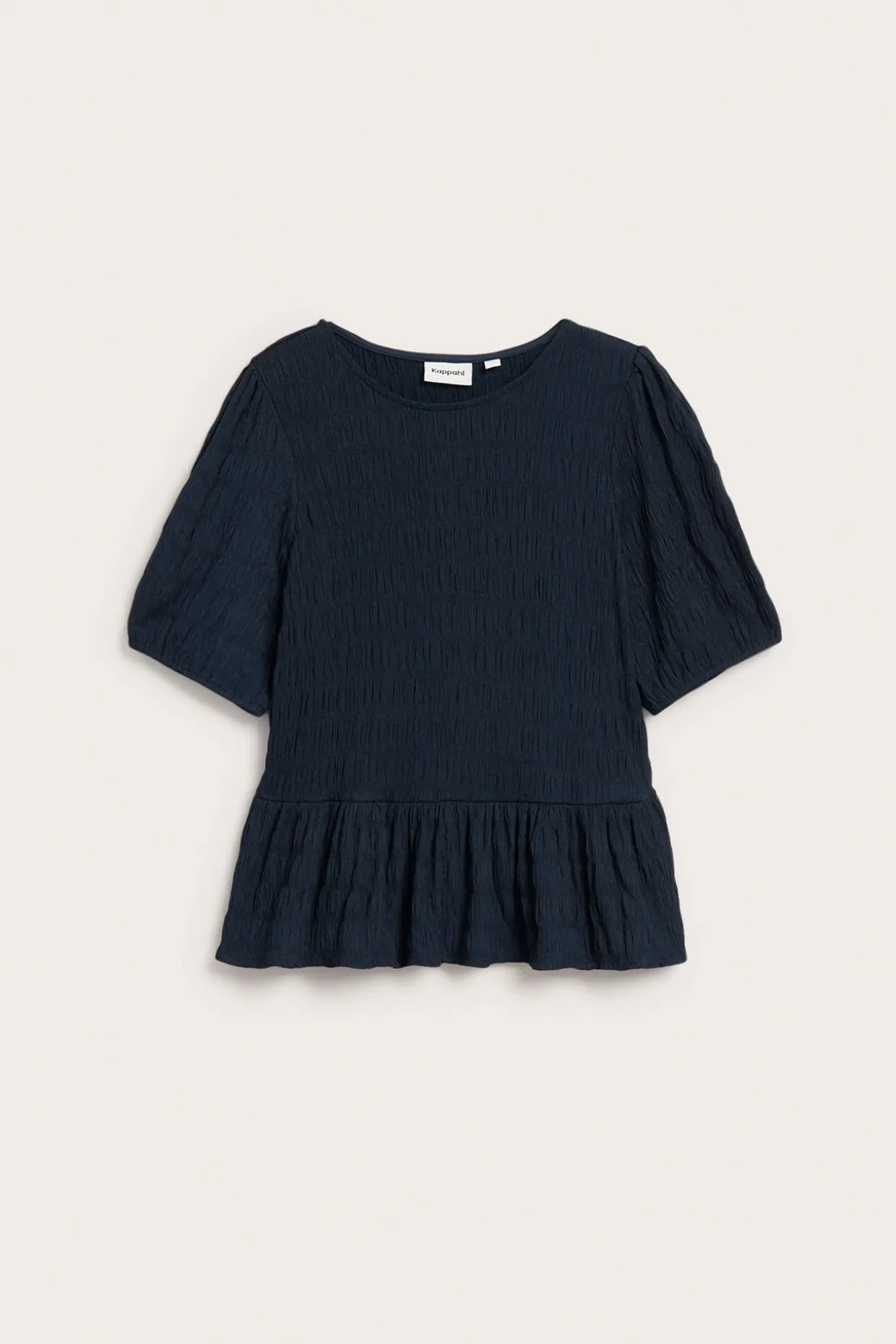 Strukturerad topp med peplum och kort ärm