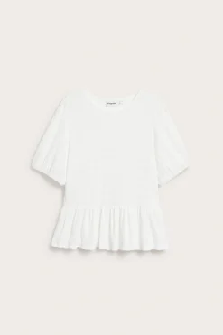 Strukturerad topp med peplum och kort ärm