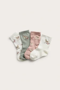 Strumpor med blommor 4-pack
