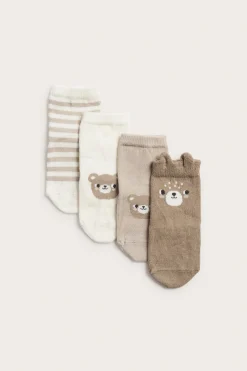 Strumpor med nallemotiv 4-pack