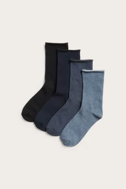 Strumpor med rullad kant i 4-pack