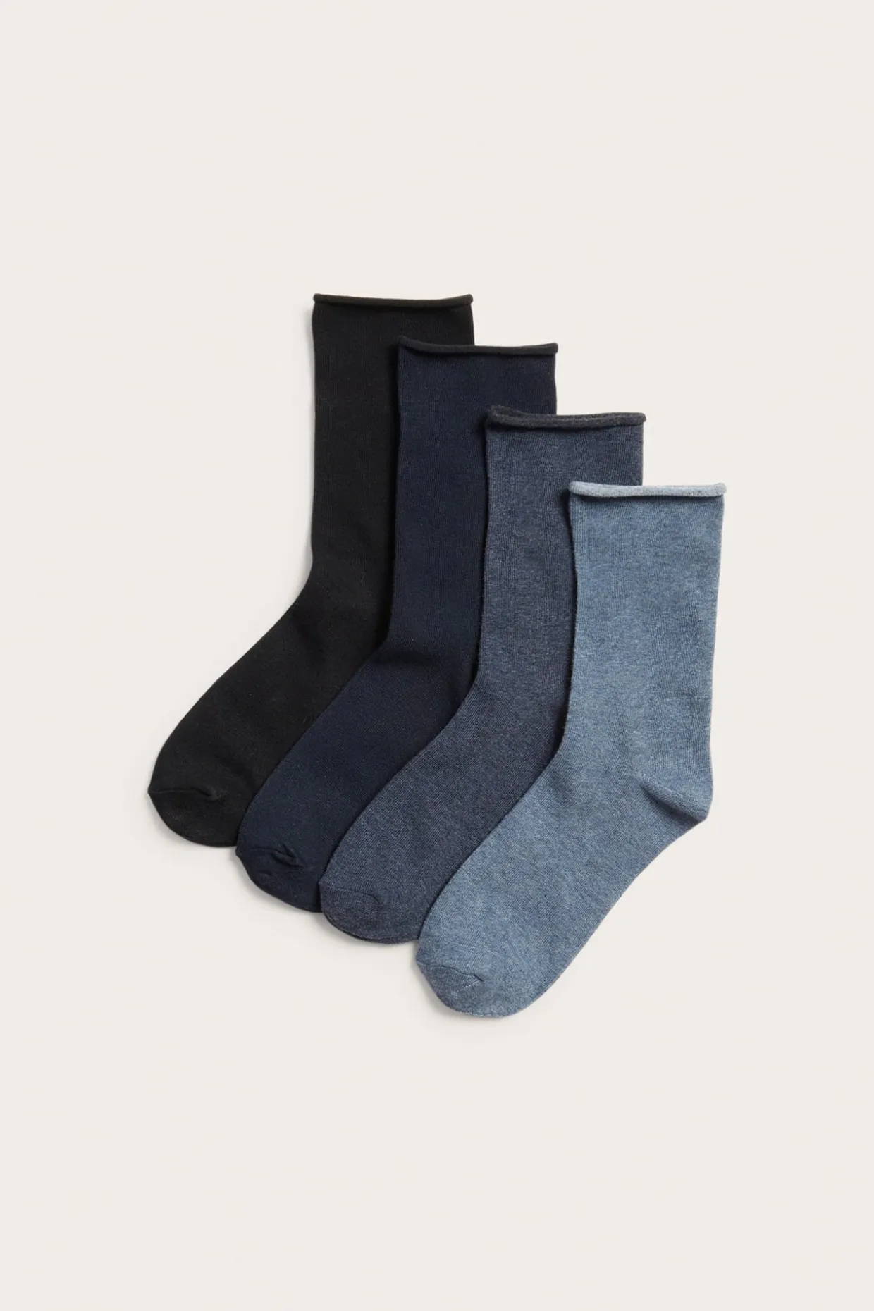 Strumpor med rullad kant i 4-pack