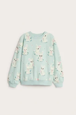 Sweatshirt i bomullstrikå med kaniner