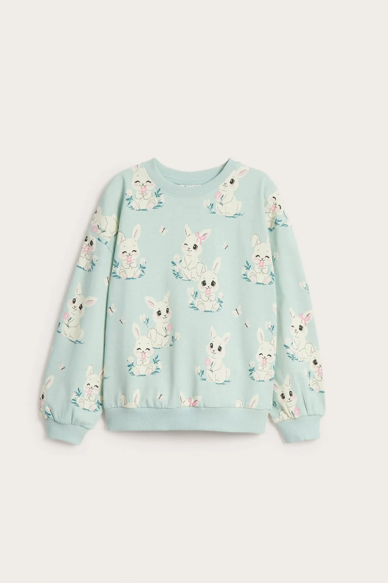 Sweatshirt i bomullstrikå med kaniner