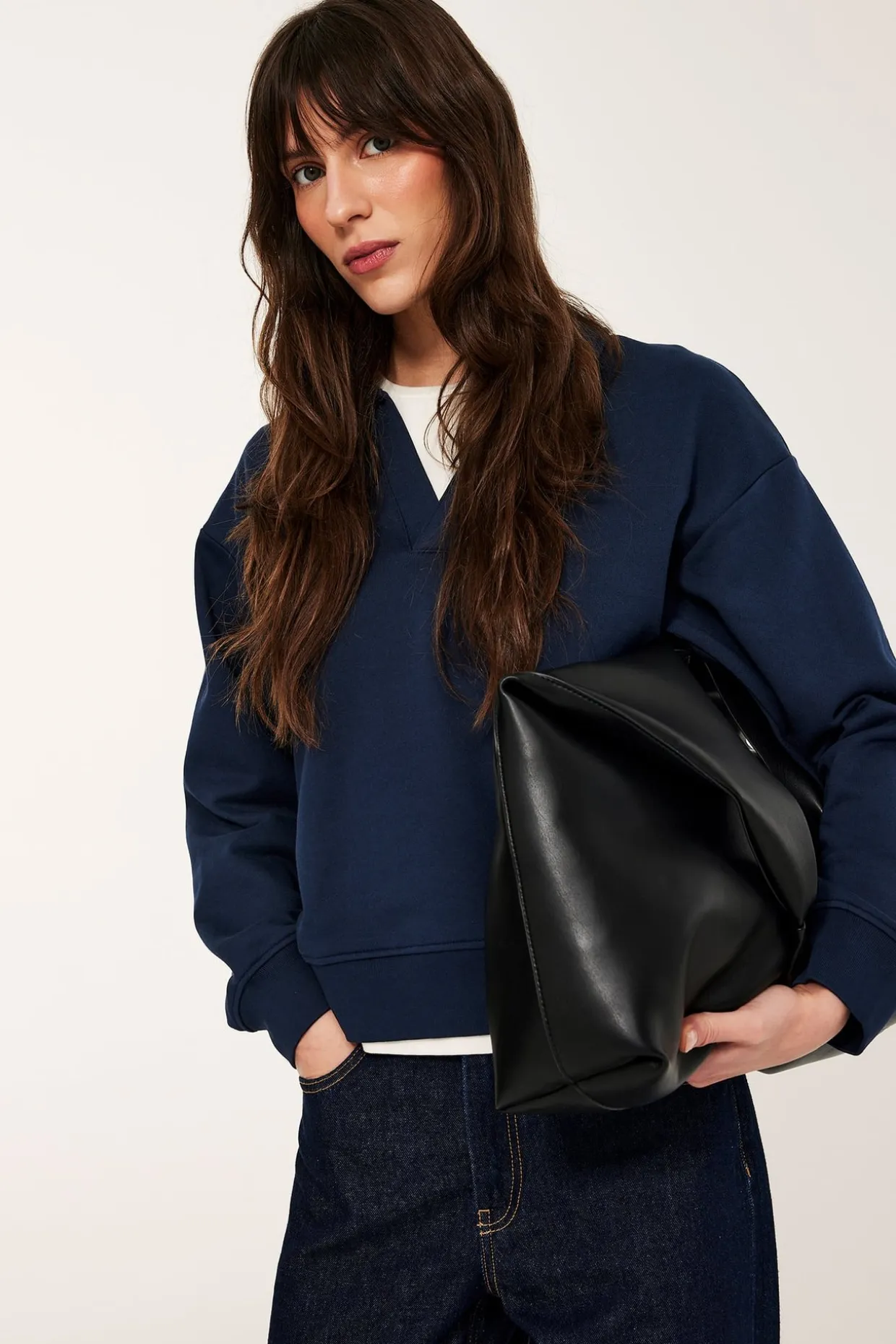 Sweatshirt med krage